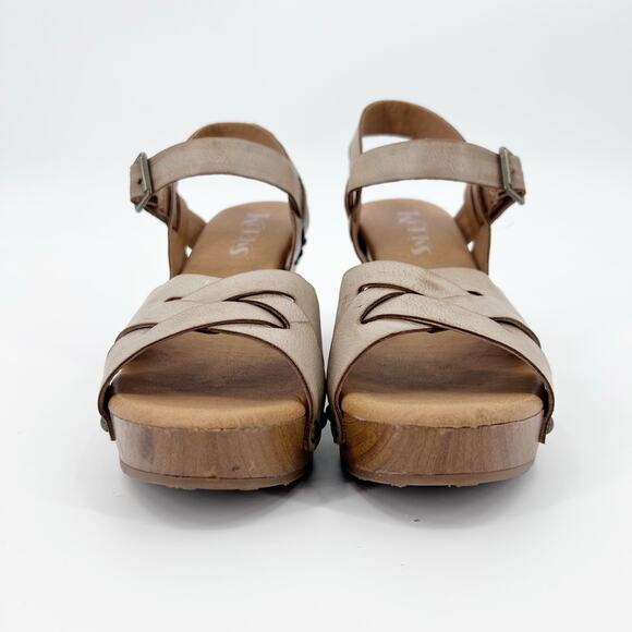 Korks Babette Platform Wedge Sandals Tan Leather Cross Strap Women’s Size 6M - Picture 4 of 11